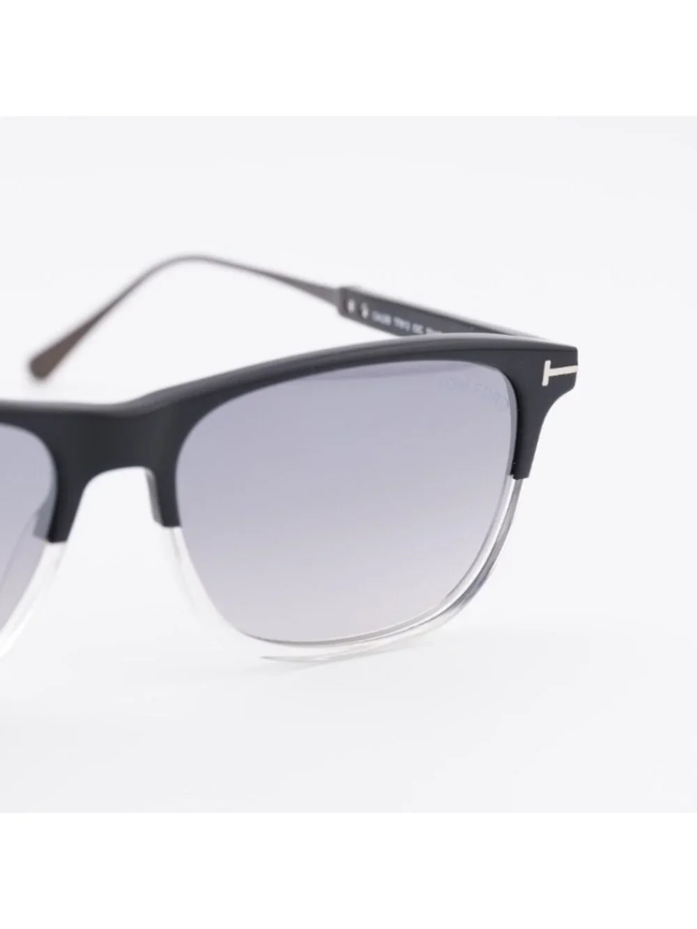 Tom Ford Caleb FT0813 03C Sunglasses - Black/Crystal Square Frame, Smoke Lenses
